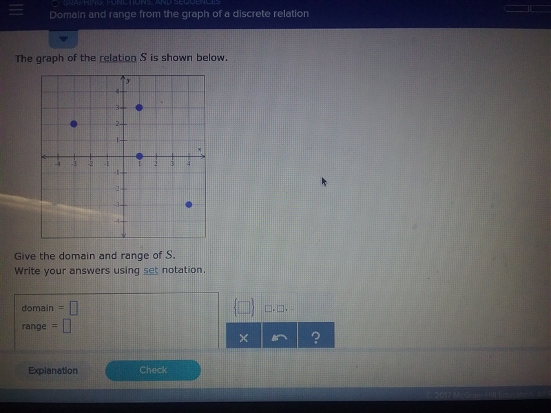 Domain and range from the graph of a discrete relation. Please help, would really-example-1