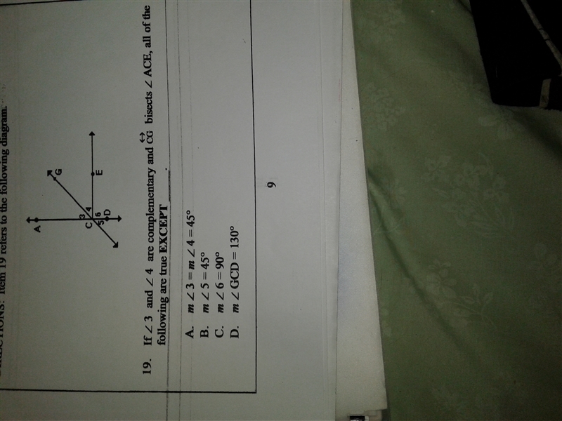 If <3 and <4 are complementary and cg bisects < acex all of the following-example-1