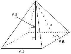 Find the value of x, the slant height of the regular pyramid. Round your answer to-example-1