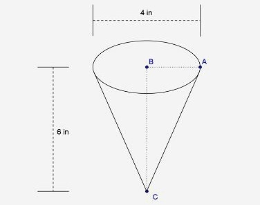 Find the slant height of the cone. The slant height is the distance from the apex-example-1