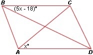 Given That ABCD is a rhombus, what is the value of x? A.28 B.56 C.48.5 D.18 E.36 F-example-1