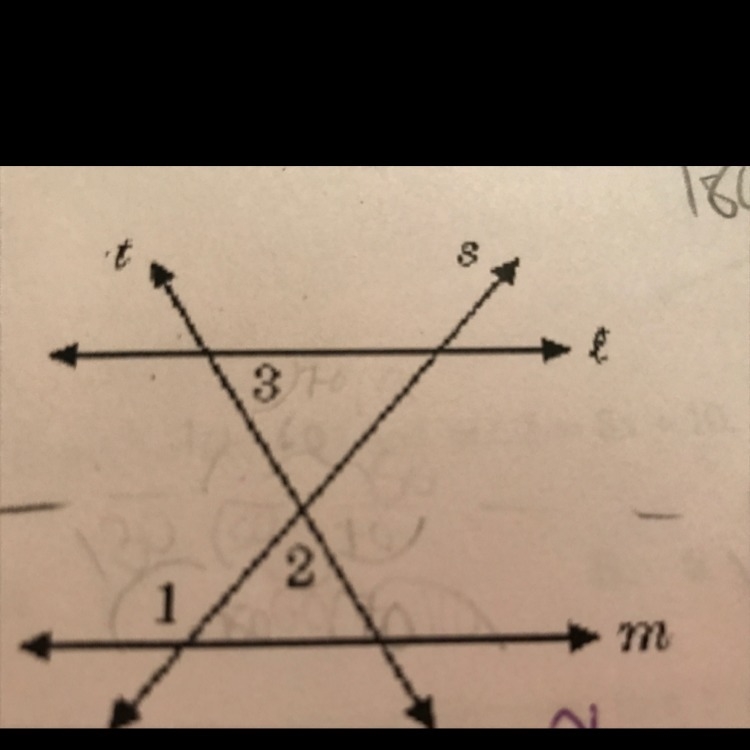 Measure of angle 1=130 and the measure of angle 2=60. Find the measure of angle 3. State-example-1