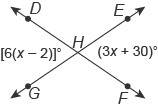 What is m∠DHG ? [6(x-2)]°-example-1