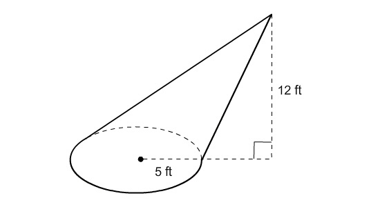 What is the volume of the cone to the nearest whole number? A.) 100π ft^3 B.) 33π ft-example-1