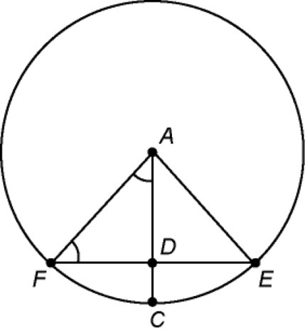 In circle A, m∠AED = 48° and m∠DAE = 44°. Determine if AC is perpendicular to EF. Explain-example-1