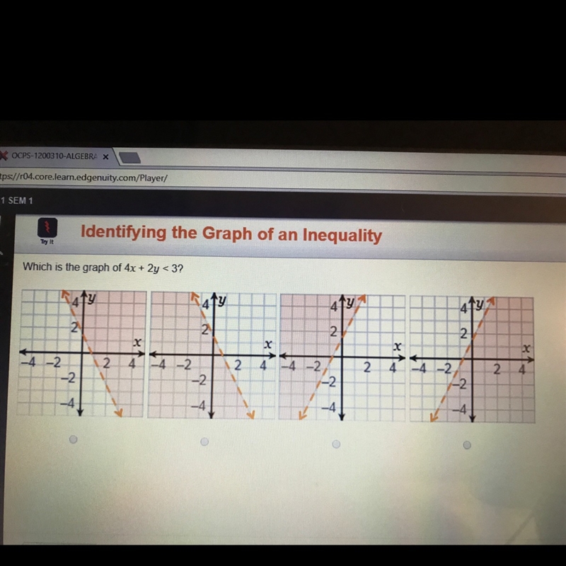 Which is the graph of 4x+2y<3?-example-1