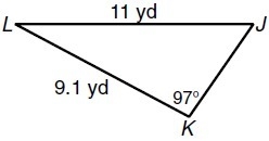 Use the Law of Sines to find the measure of angle J to the nearest degree.-example-1