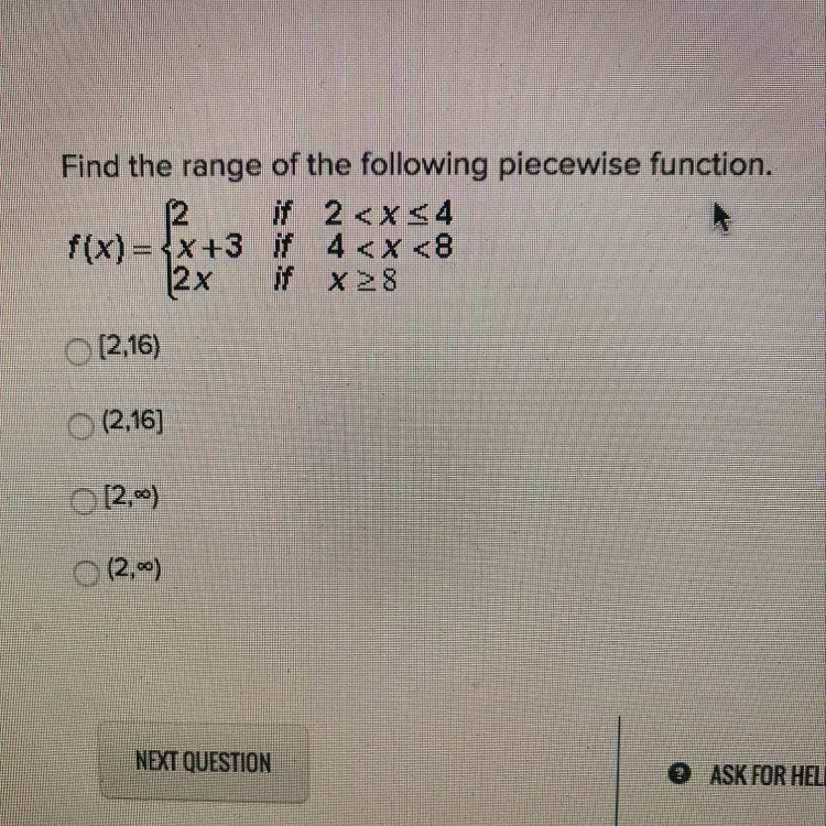 Find the range of the following piecewise function... help please!!!-example-1