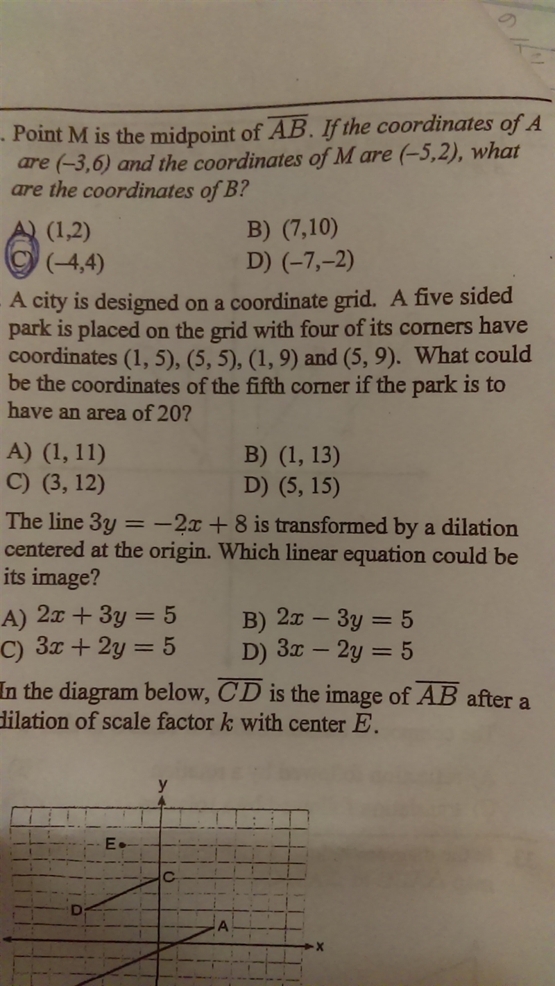 A five sided park is placed on the grid with four of its corners have coordinates-example-1