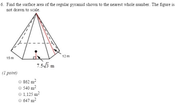 Find the surface area of the regular pyramid shown to the nearest whole number. I-example-1