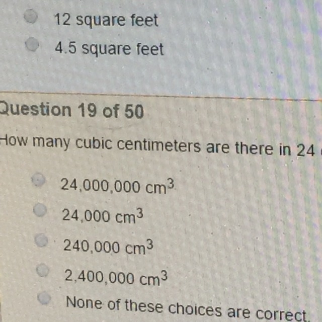 How many cubic centimeters are there in 24 cubic meters ?-example-1