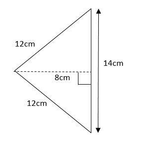 What is the area of triangle ABC? A. 112 cm2 B. 48 cm2 C. 56 cm2 D. 64 cm2-example-1