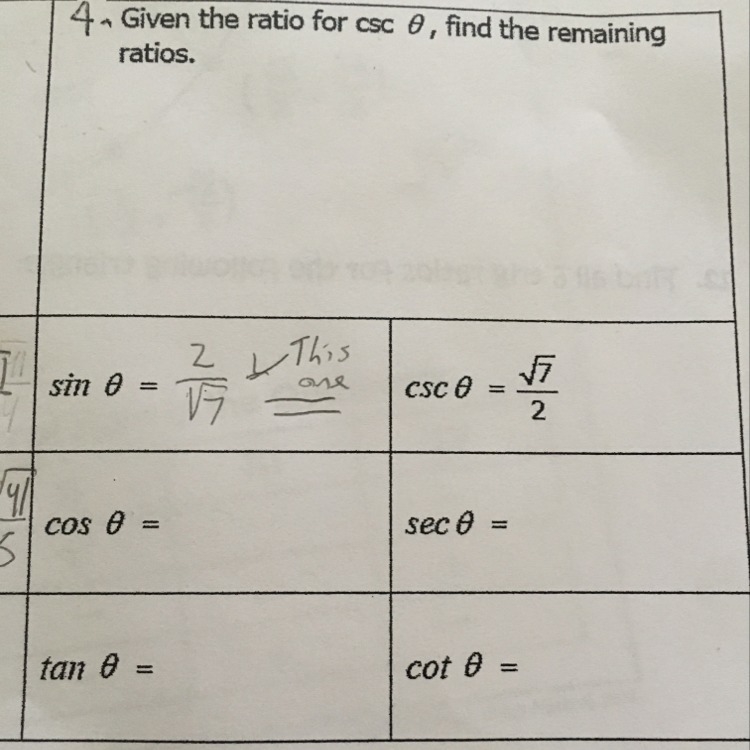 How am I supposed to figure this out if csc Theta(0) has a radical number on the top-example-1