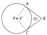 AB and BC are tangents to P. What is the value of x?-example-1