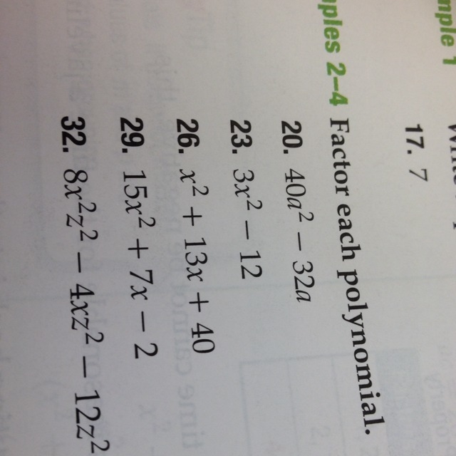 Factoring polynomial 40a2 -32a-example-1