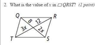 What is the value of x in parallelogram QRST? 16 12 8 4-example-1