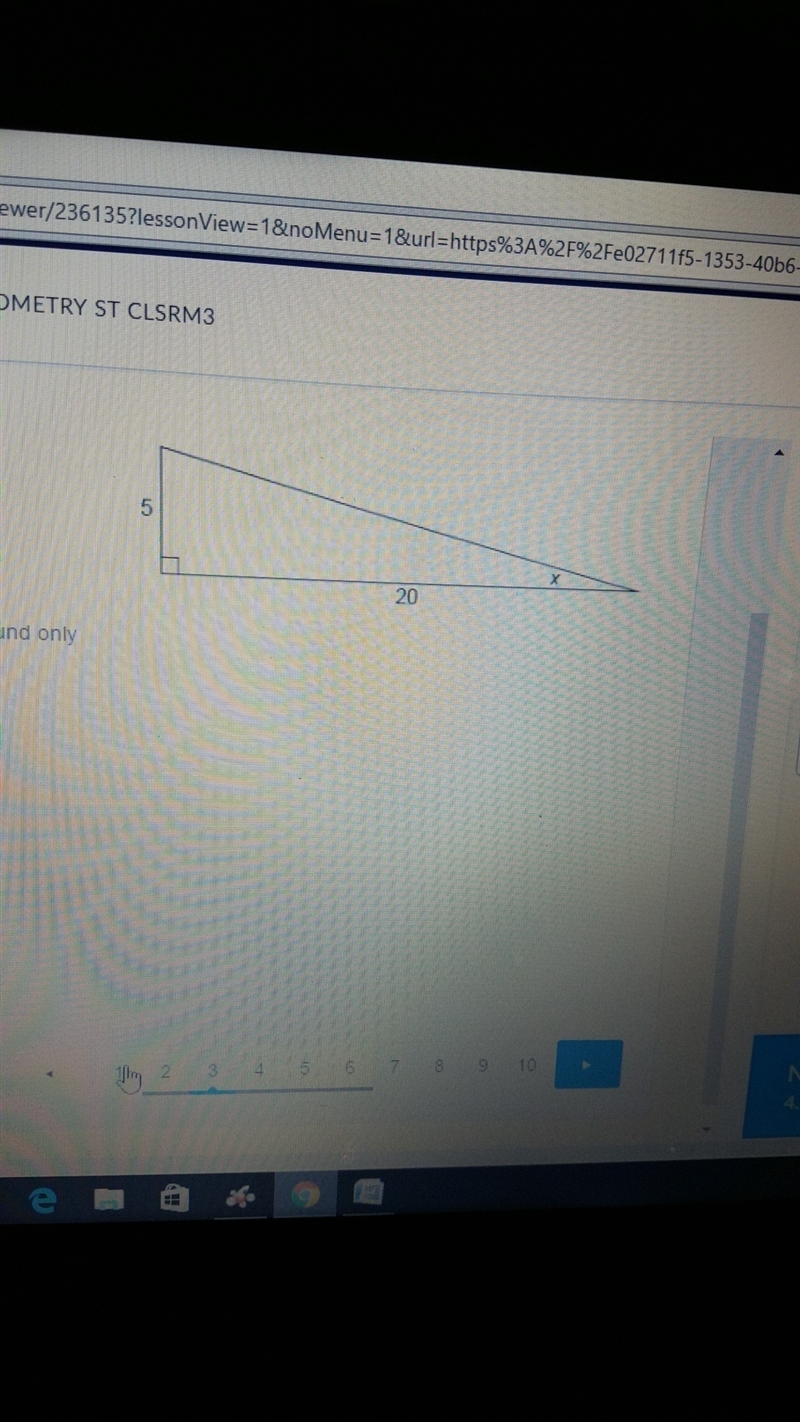 What is the value of x in this triangle? Enter your answer as a decimal in the box-example-1