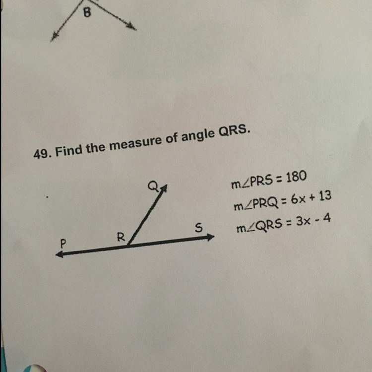 Find the measure of angle QRS-example-1