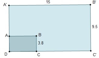 Rectangle ABCD was dilated to create rectangle A'B'C'D. Calculate the scale factor-example-1