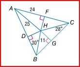 Point H is the incenter of triangle ABC. Find BD. a. 7.5 b. 8.5 c. 9.2 d. 9.7-example-1