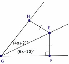 E is equidistant from the sides of HGF. Find m FGH. The diagram is not to scale. (1 point-example-1