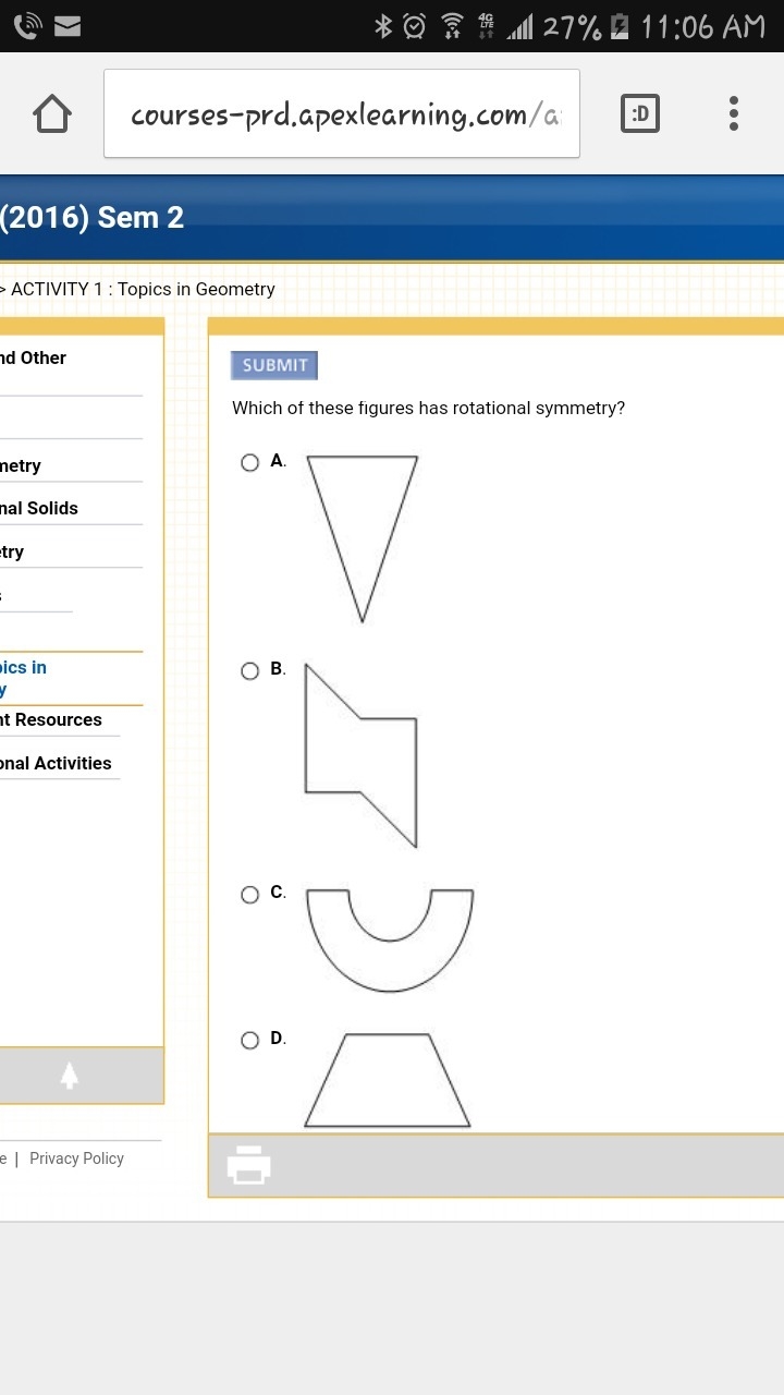 Which of these figures has rotational symmetry?-example-1