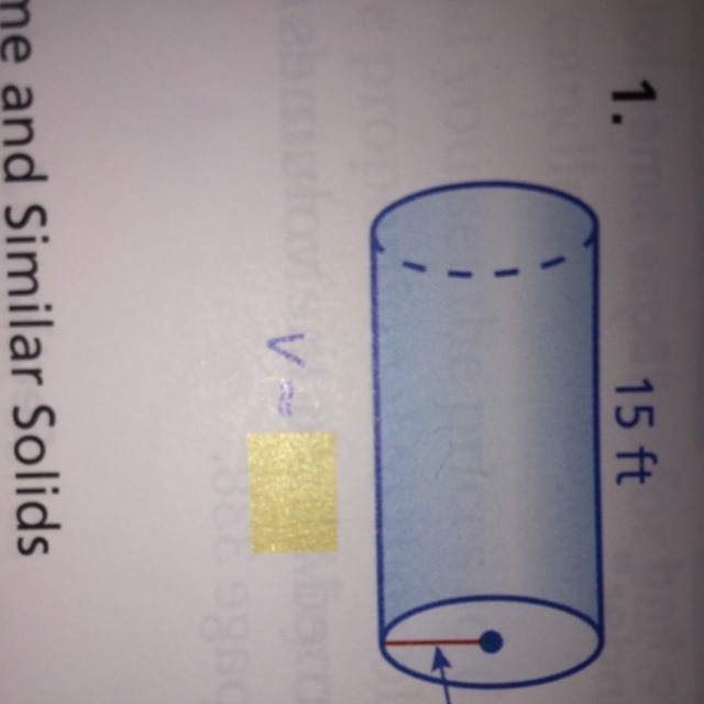 Find the volume V or height H of the cylinder. Round your answer to the nearest tenth-example-1