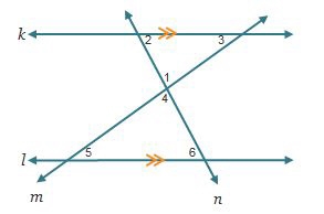 Line K is parallel to line L What angle is congruent to angle 4.-example-1