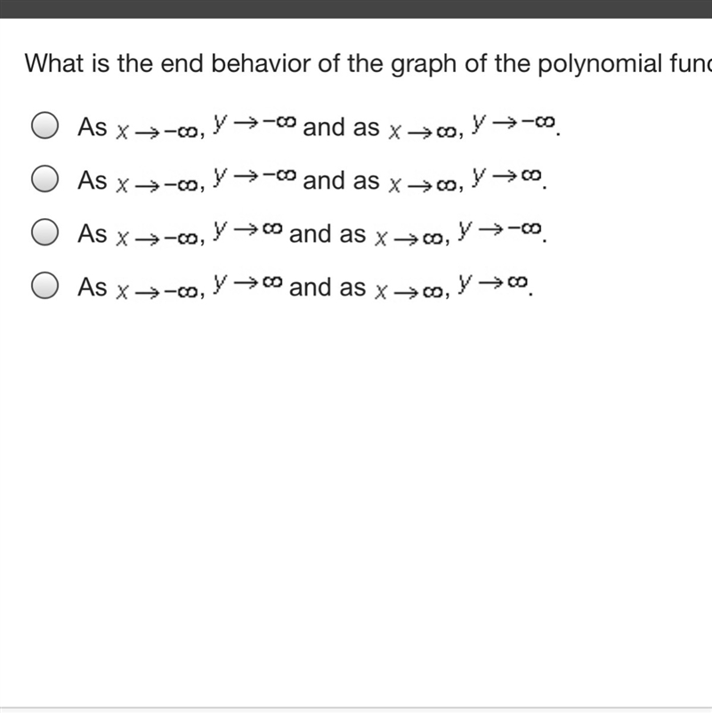 What is the end behavior of the graph of the polynomial function f(x) = 2x3 – 26x-example-1