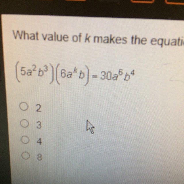 What values of k makes the equation true?-example-1