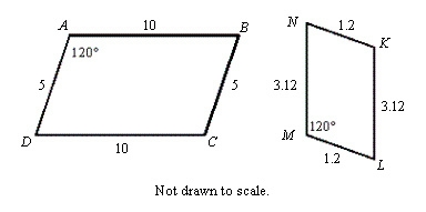 Which statement below is true regarding these two polygons?  Question 11 options:  ; 5 : 3.12   ; 10 : 1.2   The-example-1