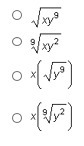 Which expression is equivalent to xy^((2)/(9))?-example-1