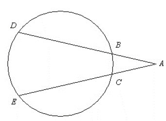 In the figure, the measure of arc DE = 124° and the measure of arc BC = 36°. The diagram-example-1