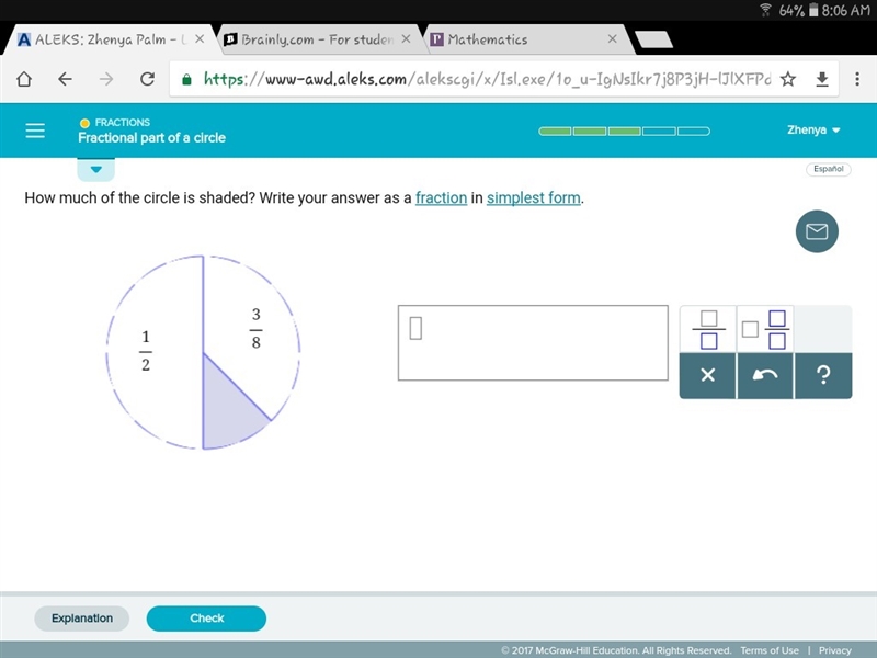 Fractional part of a circle. I posted a picture. Please help would really appreciate-example-1