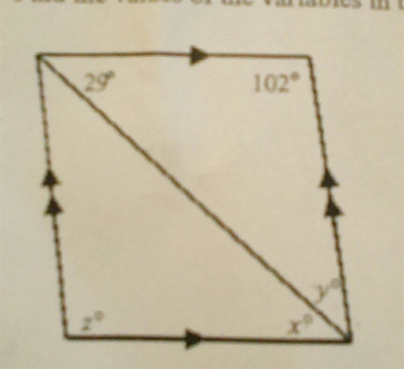 Find the values of the variables in the parallelogram-example-1