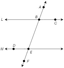 Given that lines L and M are parallel, which of the statements is true?-example-1