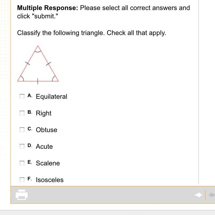 Classify the following triangle. Check all that apply.-example-1