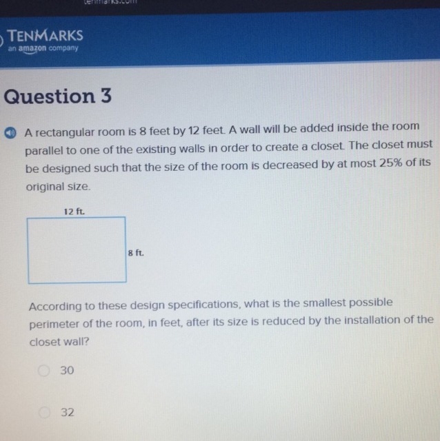 A) 30 B) 32 C) 34 D) 36-example-1