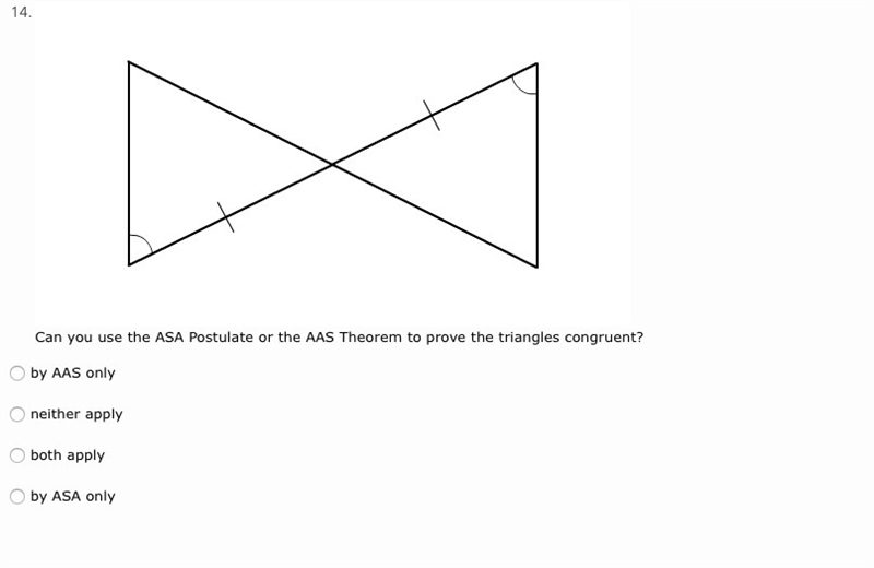 Can you use the ASA Postulate or the AAS Theorem to prove the triangles congruent-example-1