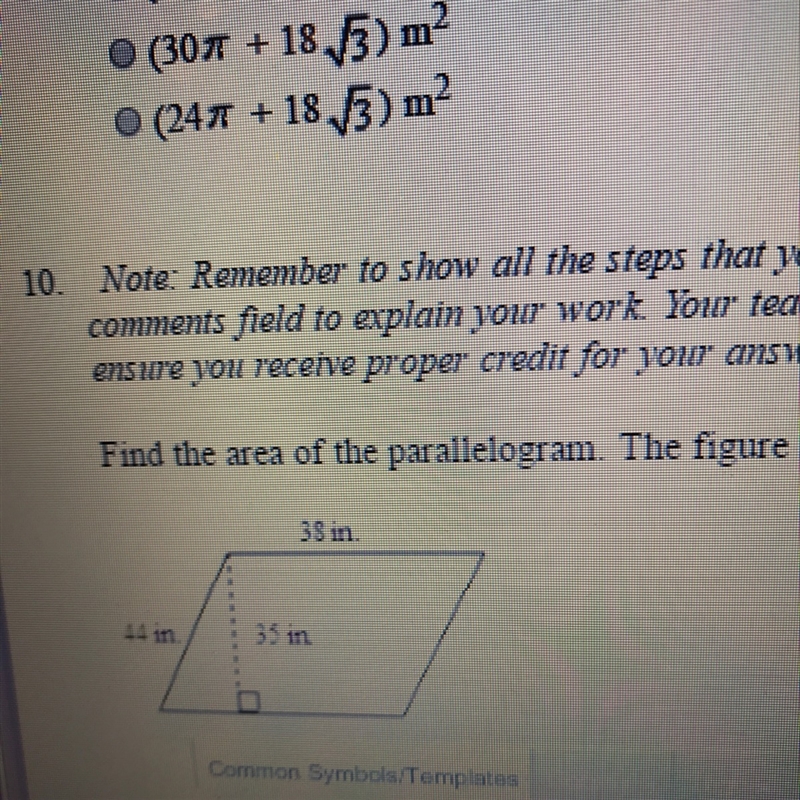 How do u find the area of the parallelogram ? If there is a number on the other said-example-1