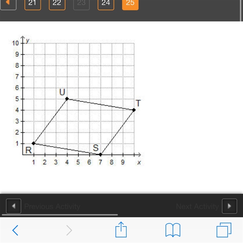 If line segment RU is considered the base of parallelogram RSTU, what is the corresponding-example-1