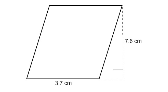 Find the area of the parallelogram. A 11.3 cm2 B 28.12 cm2 C 3.9 cm2 D 56.24 cm2-example-1