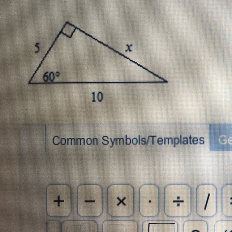 Find the value of x. if your answer is not an interger, leave it in simplest radical-example-1