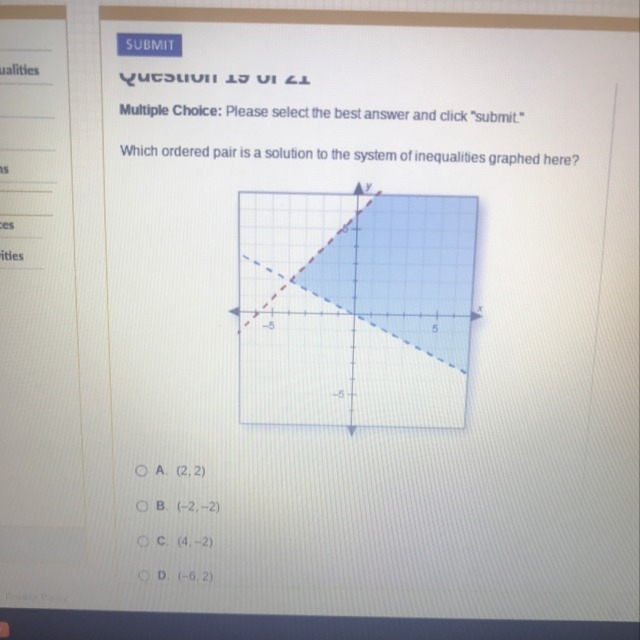 Which ordered pair is a solution to this ?-example-1