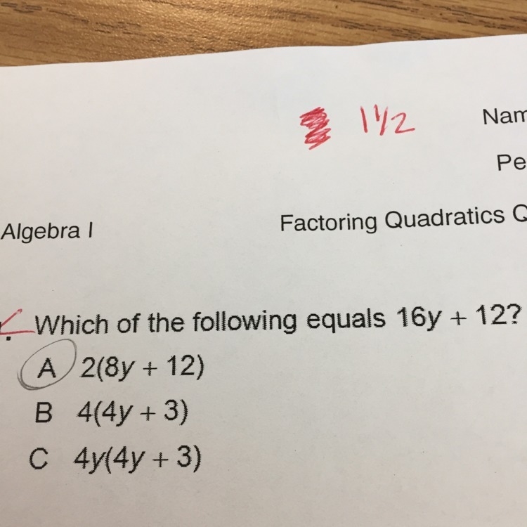 What is the factoring equals of 16y+12-example-1