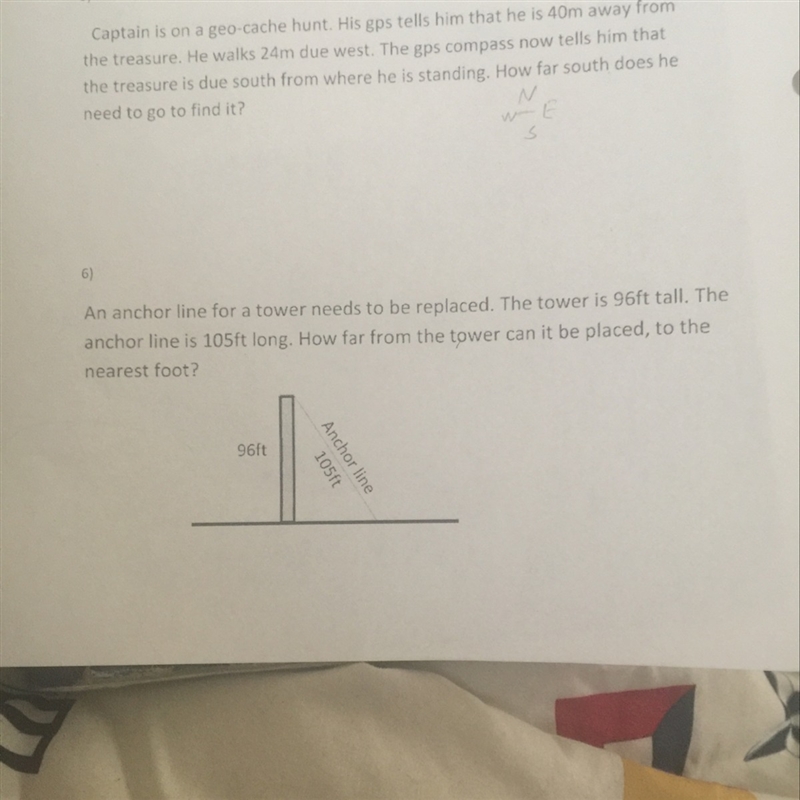 Could someone help me use the Pythagorean Theorem to help me answer these questions-example-1