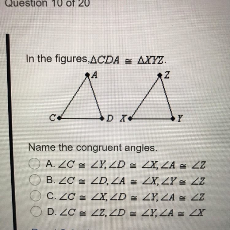 Name the congruent angles.-example-1