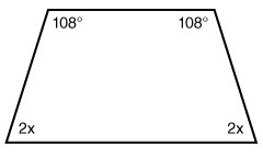 What is the measure of x? A. 36° B. 72° C. 144° D. 360°-example-1