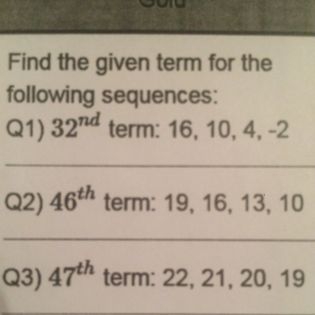 What's the 32nd term for the sequence 16,10,4,-2-example-1