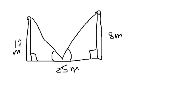 two poles are to be stalked in the ground as shown . if the angles made by the wire-example-1